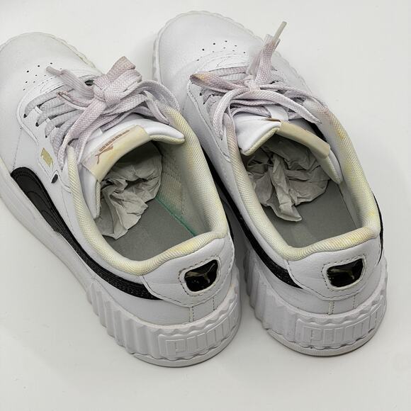 PUMA Carina Platform Sneakers White Black Women’s 6 400365-03 Used - Picture 9 of 10